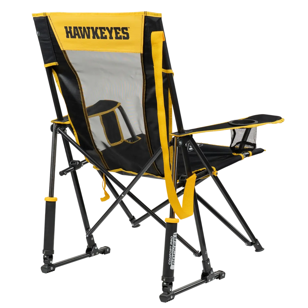 Premium All-Weather College Comfort Pro Rocker - Iowa Hawkeyes - Choice 249 - Freestyle Rocker Portable Outdoor Folding Chair Detail