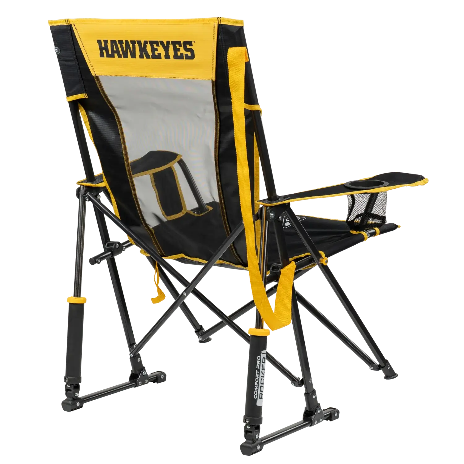 Premium All-Weather College Comfort Pro Rocker - Iowa Hawkeyes - Choice 249 - Freestyle Rocker Portable Outdoor Folding Chair Detail