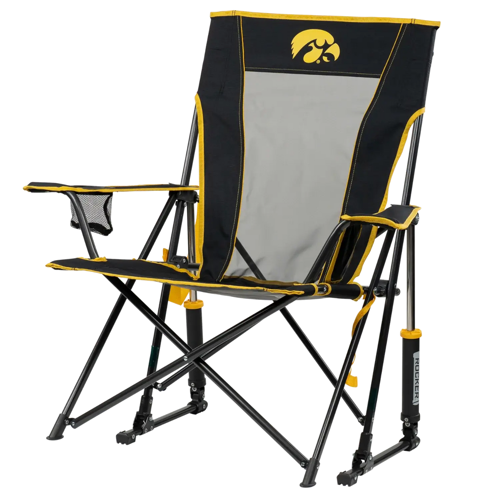 Premium All-Weather College Comfort Pro Rocker - Iowa Hawkeyes - Choice 249 - Freestyle Rocker Portable Outdoor Folding Chair Detail