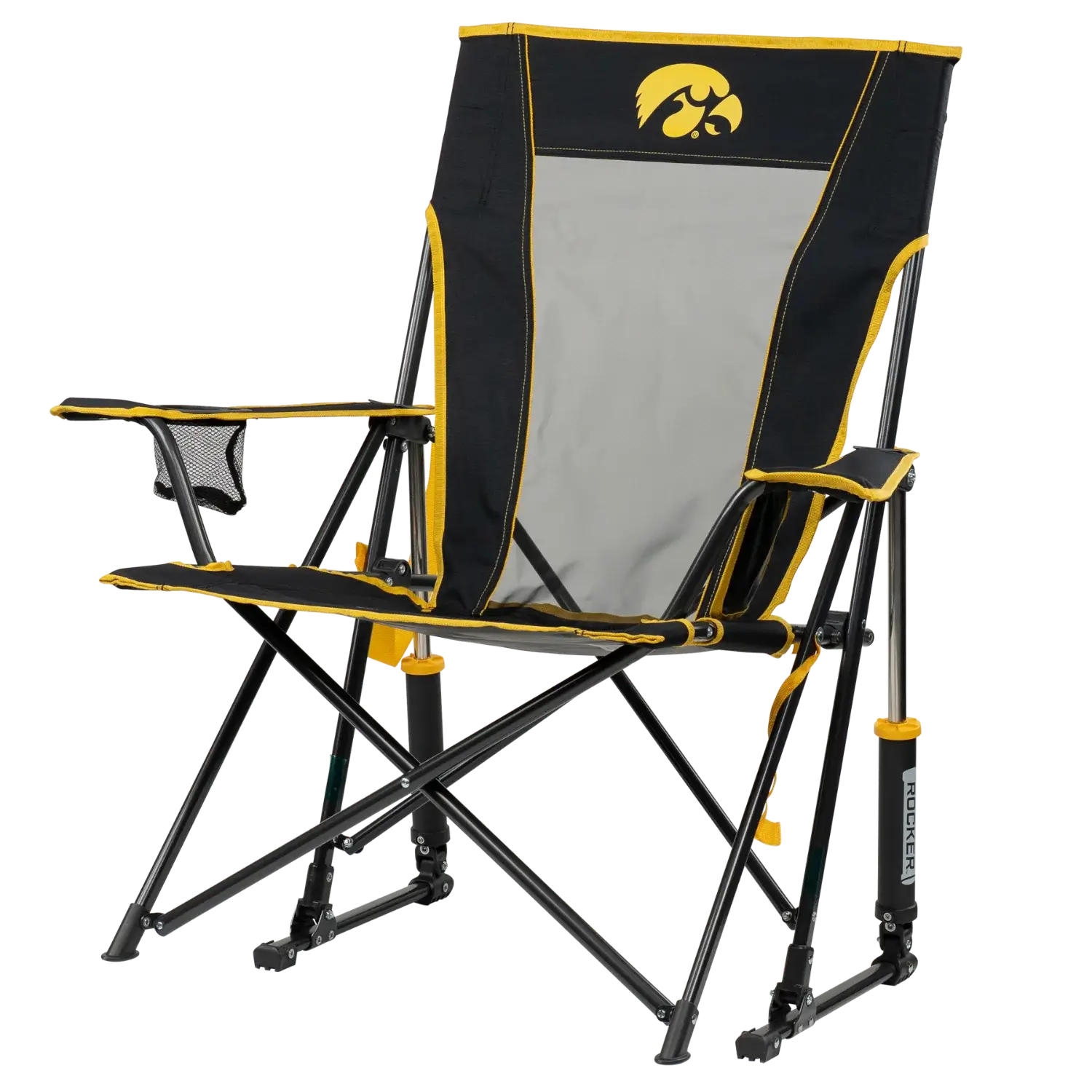 Premium All-Weather College Comfort Pro Rocker - Iowa Hawkeyes - Choice 249 - Freestyle Rocker Portable Outdoor Folding Chair Detail