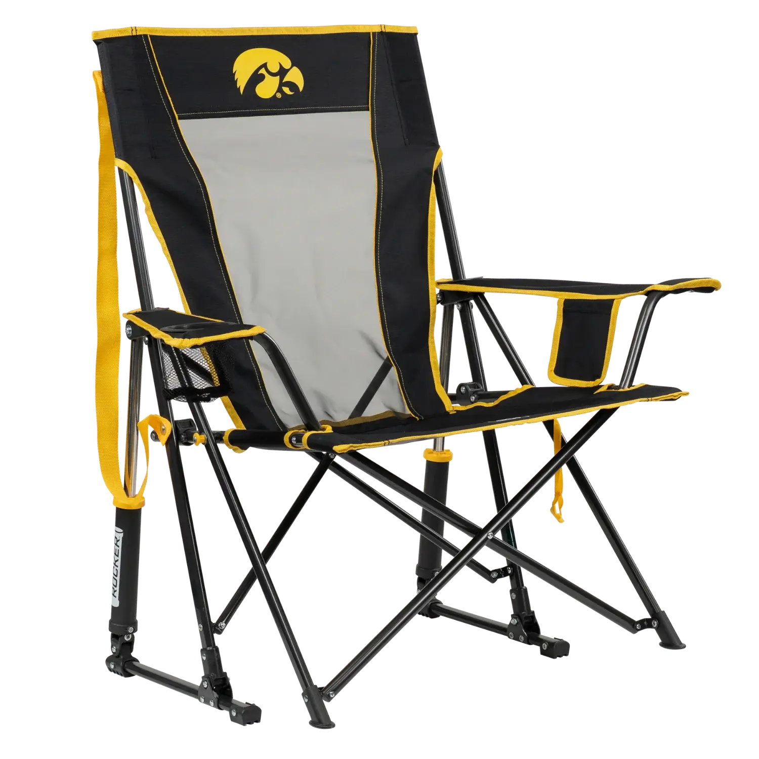 Premium All-Weather College Comfort Pro Rocker - Iowa Hawkeyes - Choice 249 - Freestyle Rocker Portable Outdoor Folding Chair - Default Title
