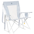 Luxury Camp Comfort Pro Rocker XL - Choice 107 - Patented Spring-Action Rocking Chair for Camping - Heathered Light Blue