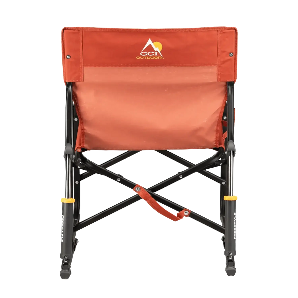 Luxury Camp Freestyle Rocker - Pumpkin Spice - Choice 373 - Patented Spring-Action Rocking Chair for Camping Detail