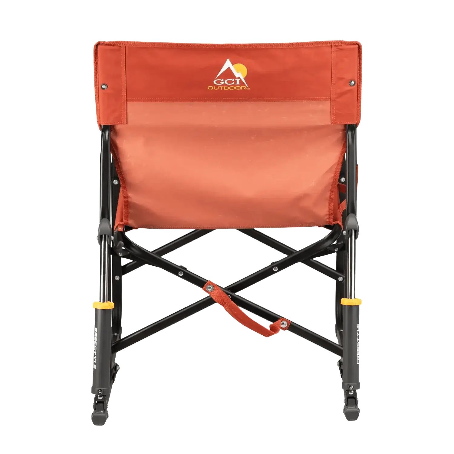 Luxury Camp Freestyle Rocker - Pumpkin Spice - Choice 373 - Patented Spring-Action Rocking Chair for Camping Detail