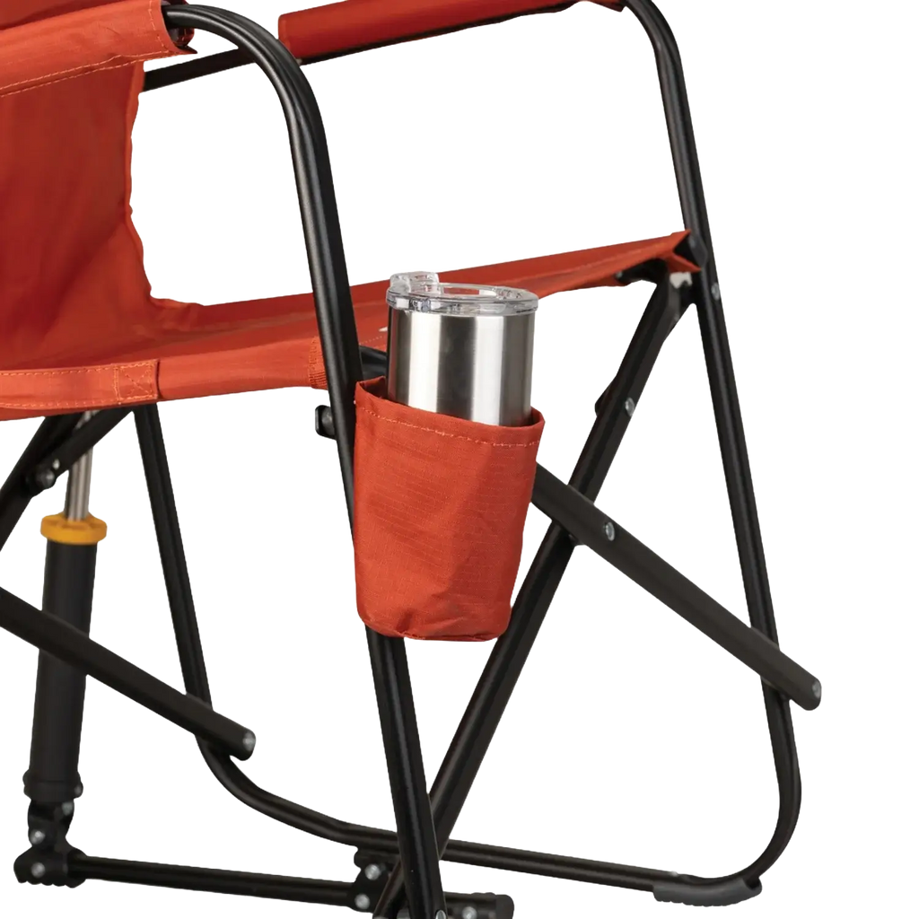 Luxury Camp Freestyle Rocker - Pumpkin Spice - Choice 373 - Patented Spring-Action Rocking Chair for Camping Detail