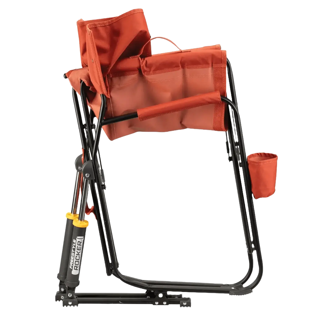 Luxury Camp Freestyle Rocker - Pumpkin Spice - Choice 373 - Patented Spring-Action Rocking Chair for Camping Detail