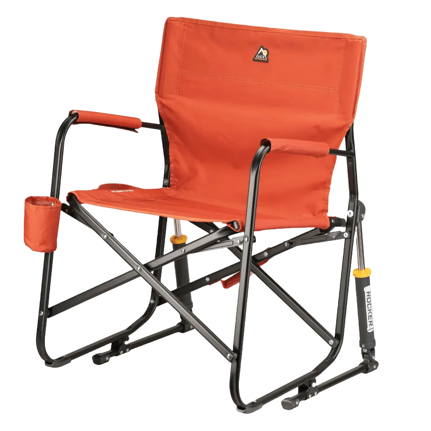 Luxury Camp Freestyle Rocker - Pumpkin Spice - Choice 373 - Patented Spring-Action Rocking Chair for Camping Detail