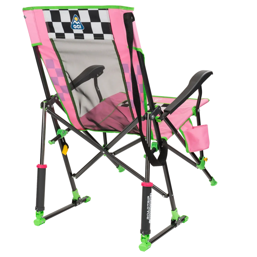 Patented Spring-Action RoadTrip Rocker - NASCAR For Her - Choice 560 - Heavy-Duty Kickback Rocker with Beverage Holder Detail