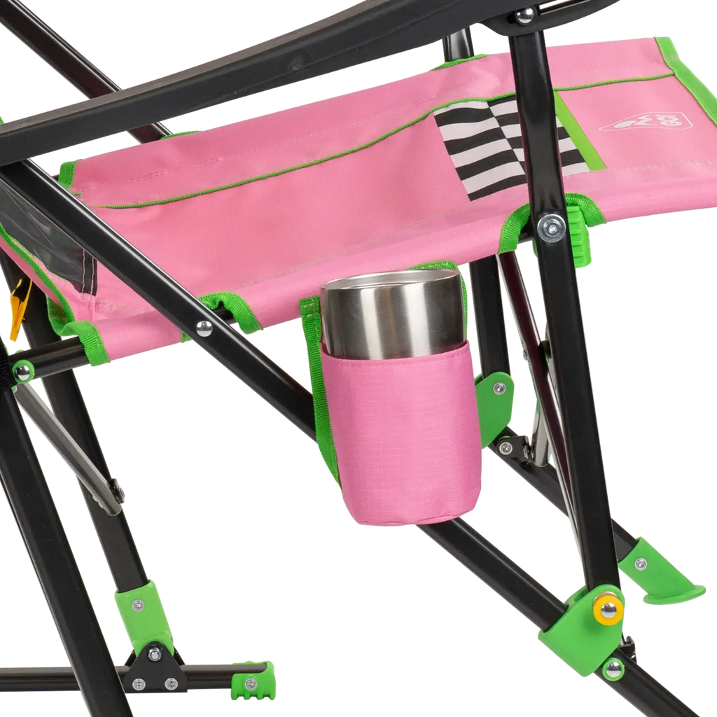 Patented Spring-Action RoadTrip Rocker - NASCAR For Her - Choice 560 - Heavy-Duty Kickback Rocker with Beverage Holder Detail