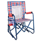 Patented Spring-Action Stowaway Rocker with Storage Pouch - Choice 573 - RoadTrip Rocker Smooth Motion Camp Chair - Patriotic Plaid