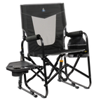 Premium All-Weather Stowaway Rocker with Side Table - Choice 253 - Freestyle Rocker Portable Outdoor Folding Chair - Dark Charcoal