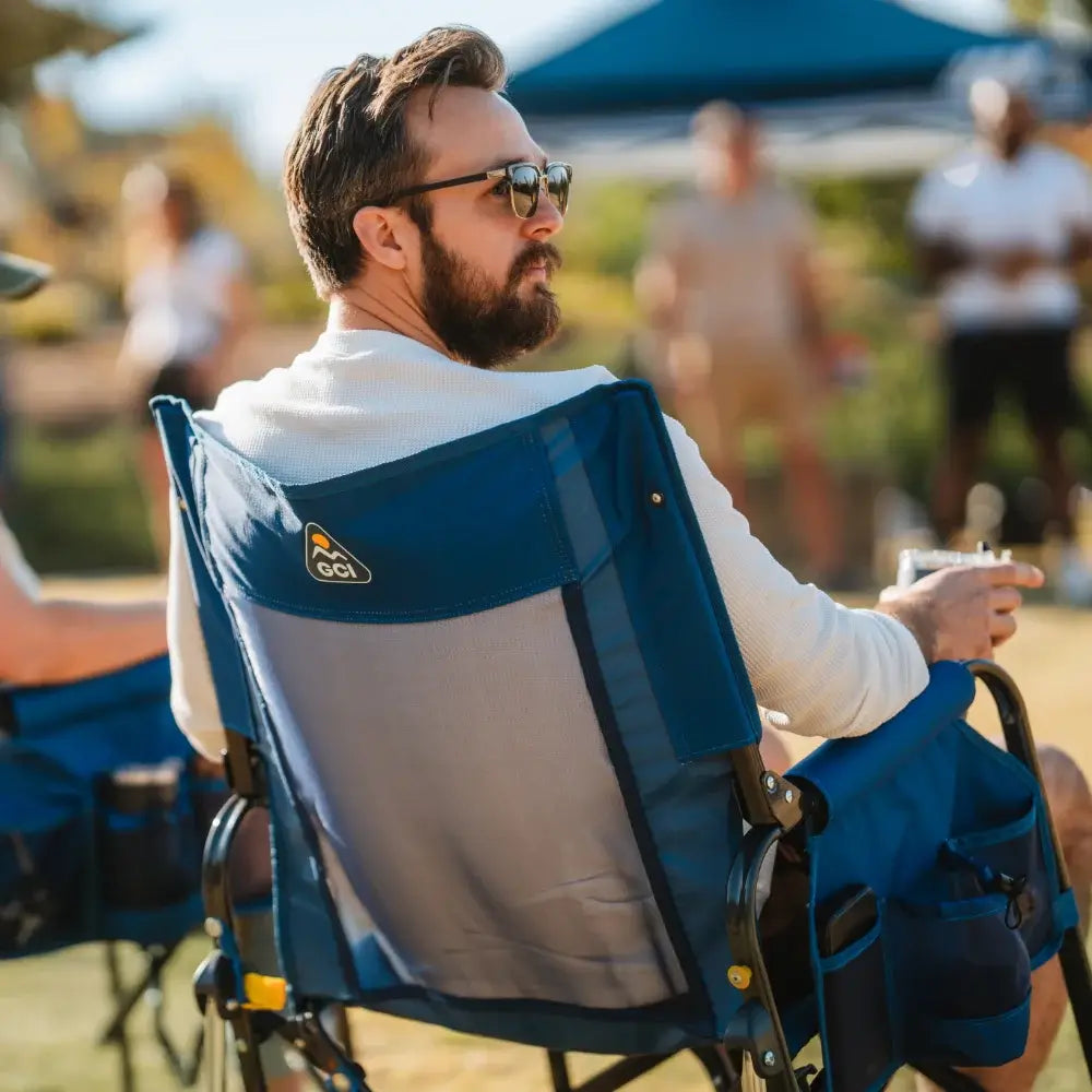 Luxury Camp Stowaway Rocker - Choice 794 - Heavy-Duty Kickback Rocker with Beverage Holder Detail